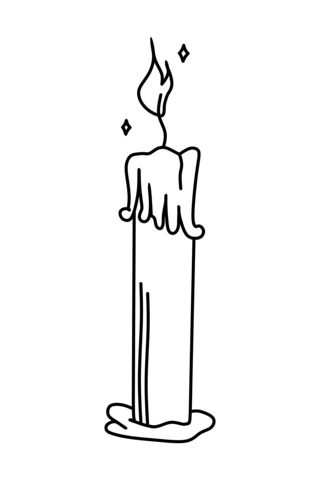 Candle. Magic symbols doodles from the boho period mystical hand-drawn elements. Magical vector elements