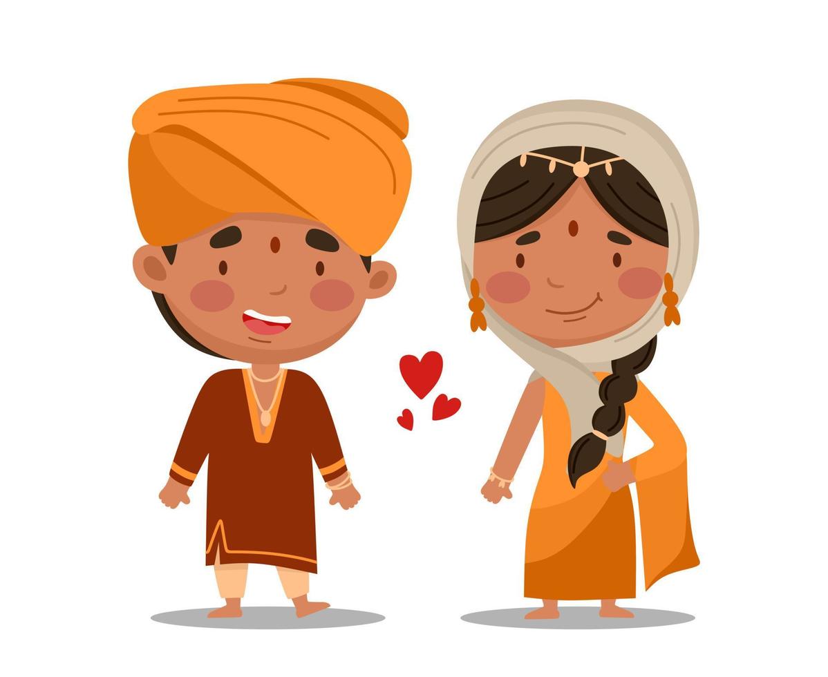 pareja india. ilustración vectorial en un estilo de dibujos animados plana vector