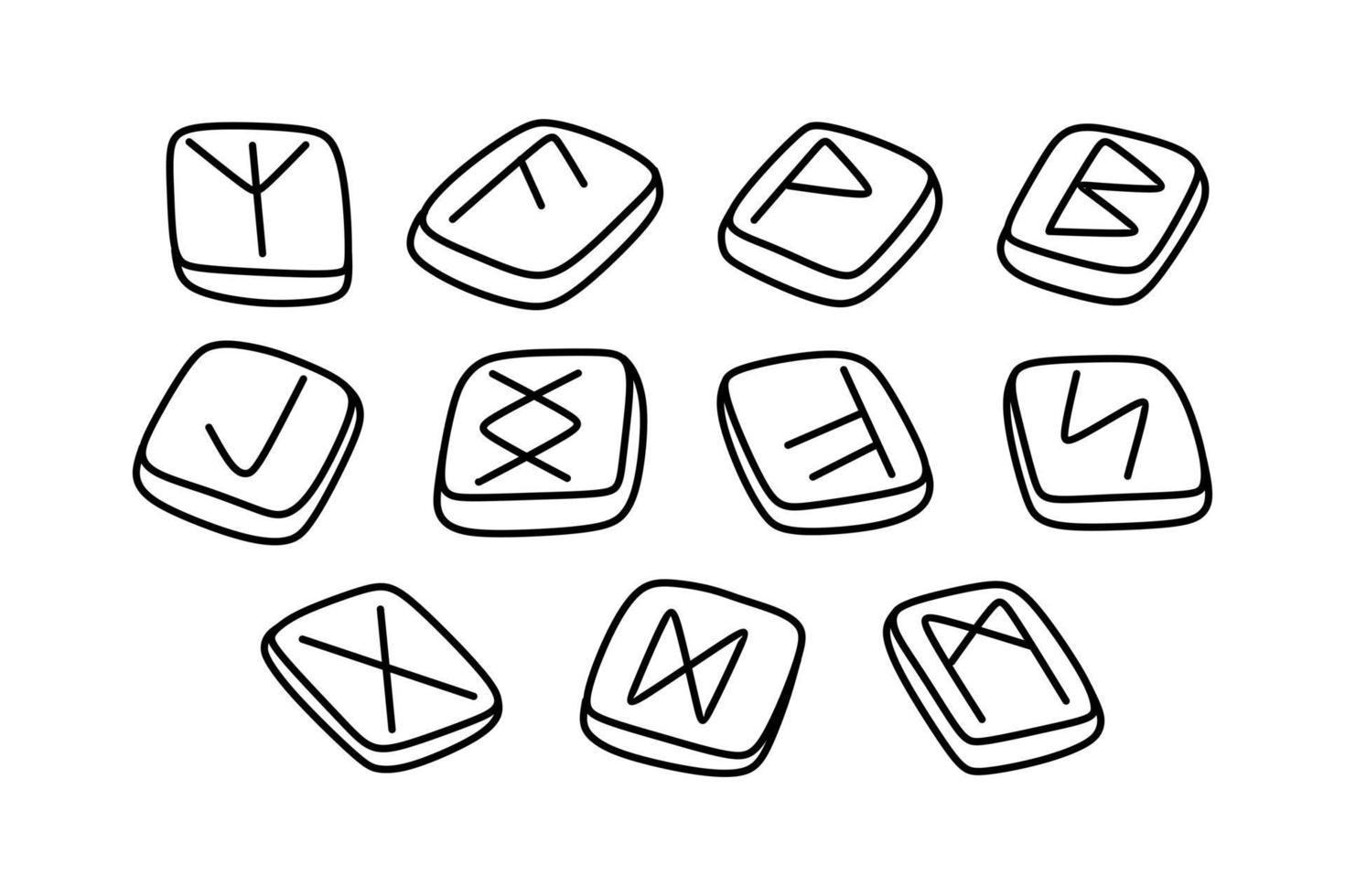 runas símbolos mágicos garabatos esotéricos boho místicos elementos dibujados a mano cristales de piedra. elementos vectoriales mágicos vector