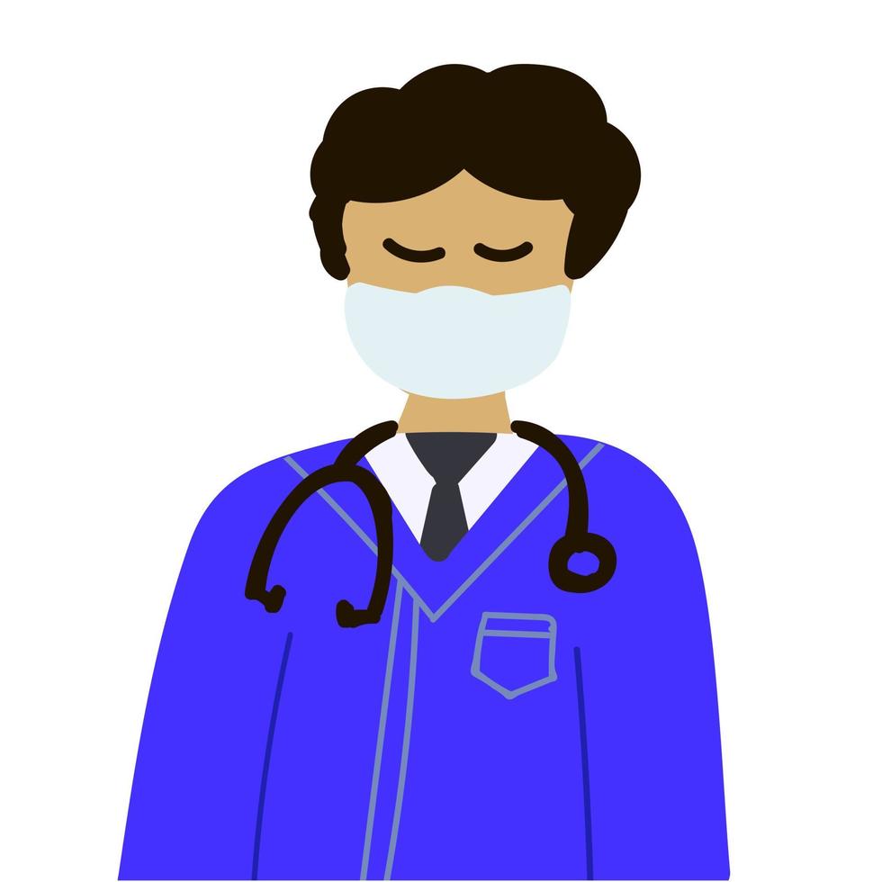 médico masculino en una ilustración de vector de máscara. el concepto de medicina y protección de la salud. prevención de enfermedades e infecciones virales.