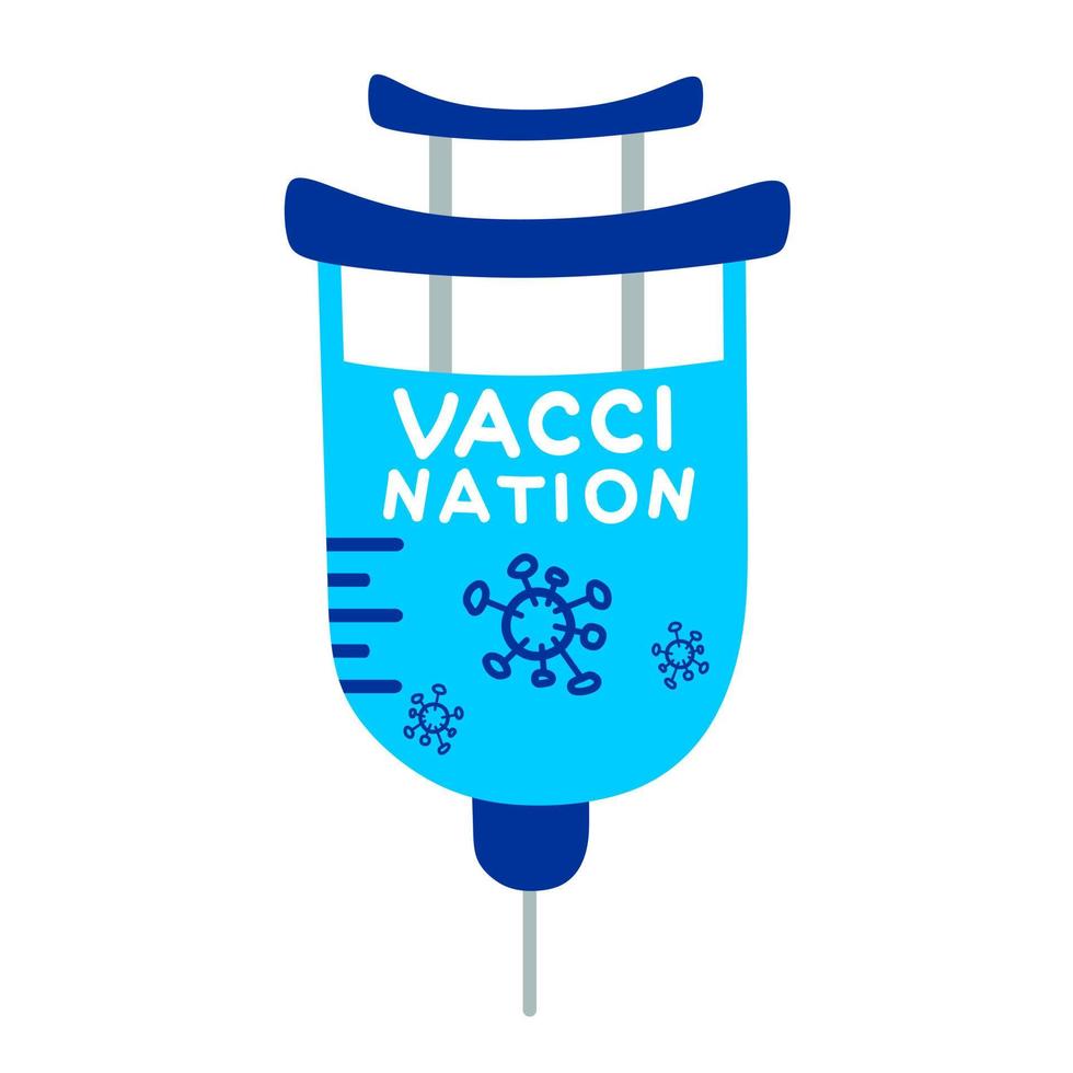 Vaccination illustration on the topic of the pandemic and prevention of coronavirus infection. Injection of the vaccine and serum. Medicine during an epidemic. vector