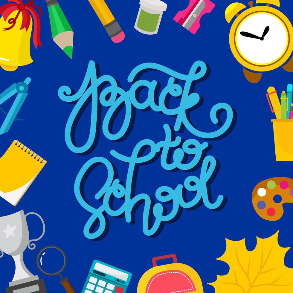 3.epsA banner back to school with a place to insert text. illustration in a flat style. School attributes. vector