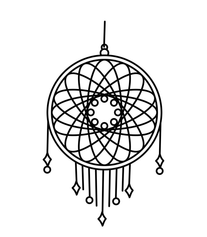 Dreamcatcher. Magical symbols doodles esoteric boho mystical hand - drawn elements stone crystals . Magical vector elements