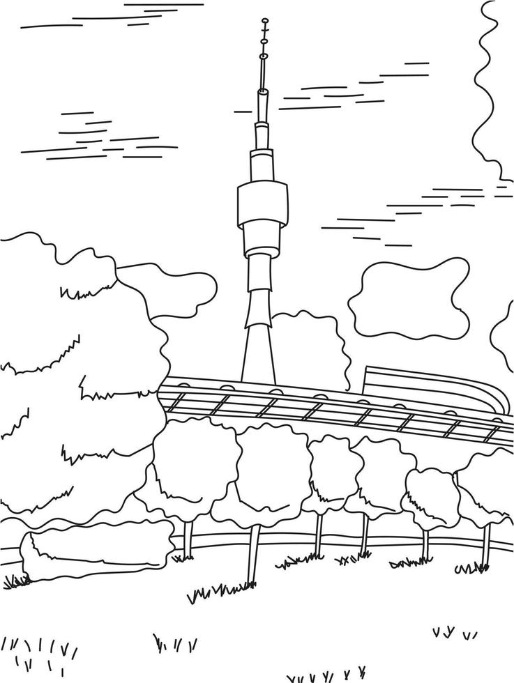 Moscú. torre de televisión ostankino. ilustración vectorial en un estilo plano para postales y pancartas. vector