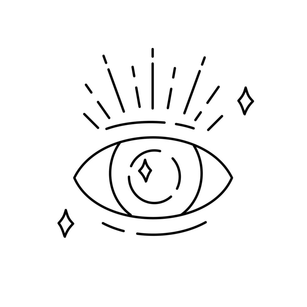 The magic eye. Magical symbols doodles esoteric boho mystical hand - drawn elements stone crystals . Magical vector elements