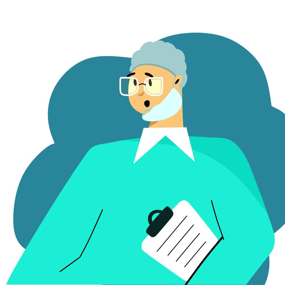 Male doctor in a mask vector illustration. The concept of medicine and health protection. Prevention of diseases and viral infections.