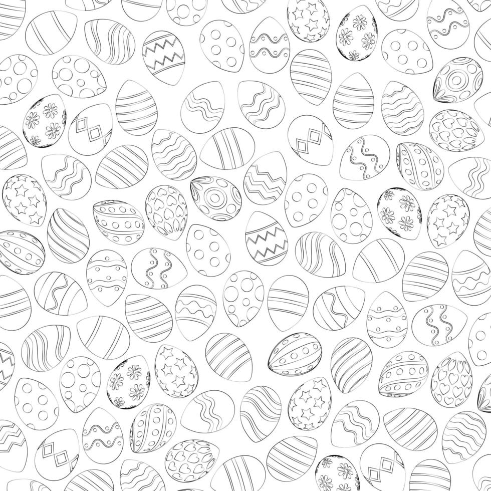 Square white Easter eggs pattern thin lines - Vector