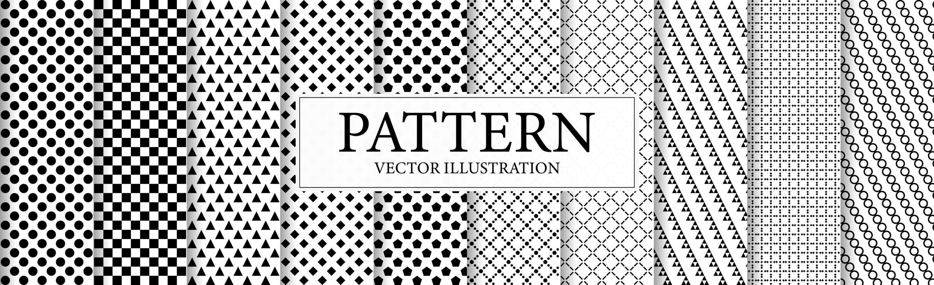 Set of 10 different abstract black and white backgrounds - Vector