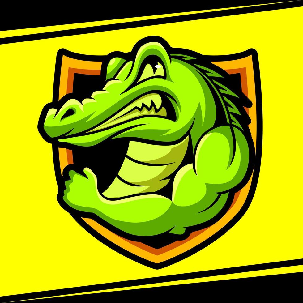 alligator strong mascot esport logo vector illustration