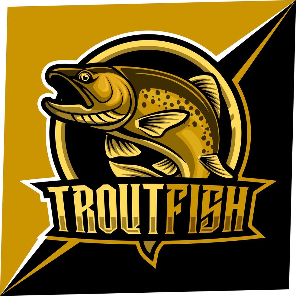mascota de pez trucha para el logotipo de deportes y esports vector