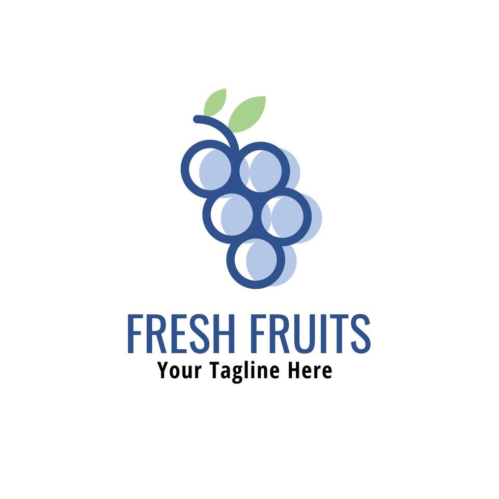 logotipo de fruta fresca. diseño de logotipo minimalista. logotipo de fruta de uva creativo y simple vector