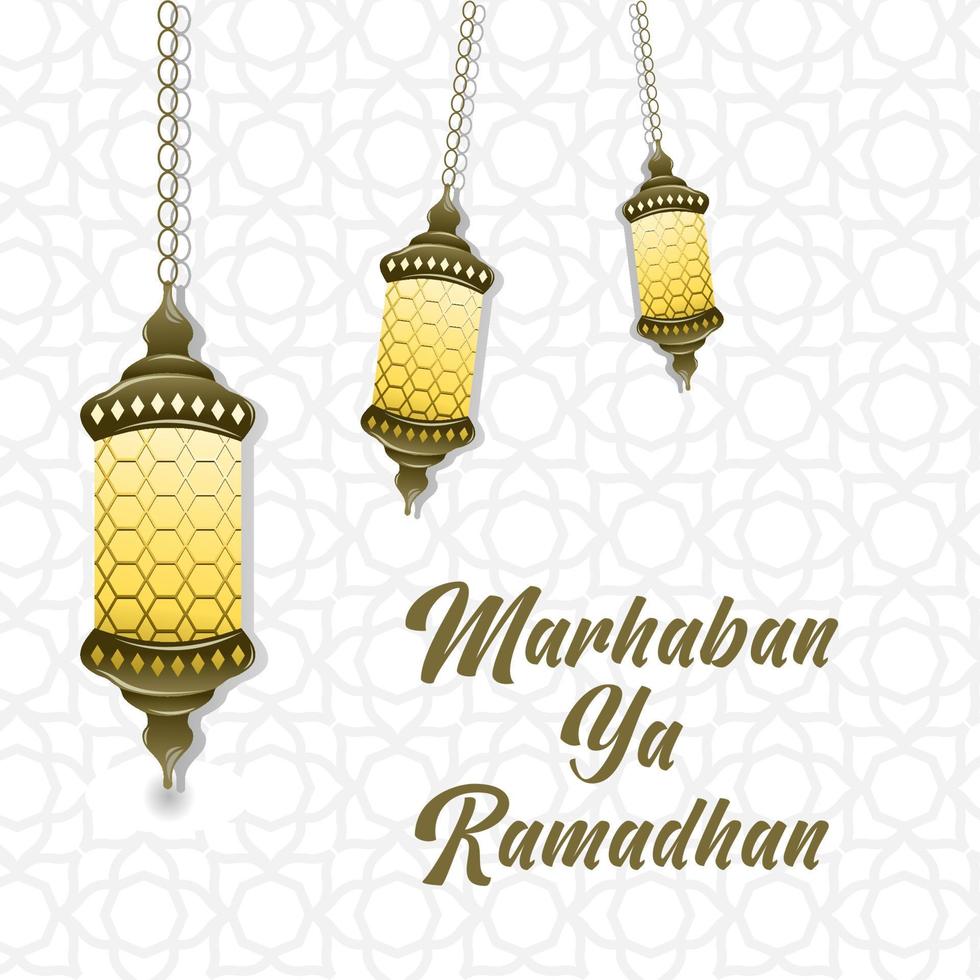 vector de fondo de lámpara islámica marhaban ya ramadhan