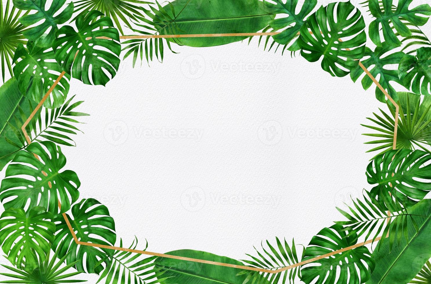 frame of tropical leaves watercolor photo