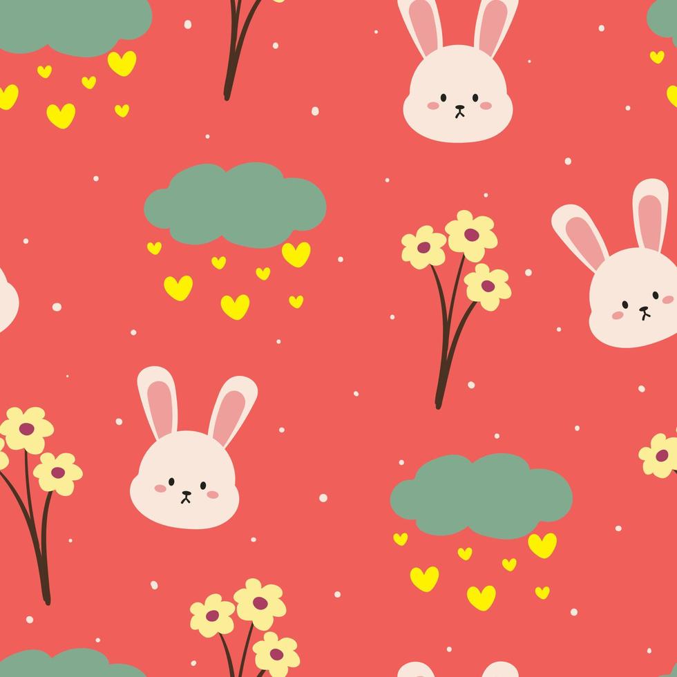 seamless pattern cute cartoon bunny vector