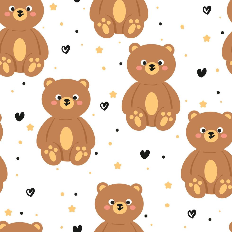 seamless pattern cute cartoon bear and plant. for kids wallpaper, fabric print, and gift wrapping paper vector