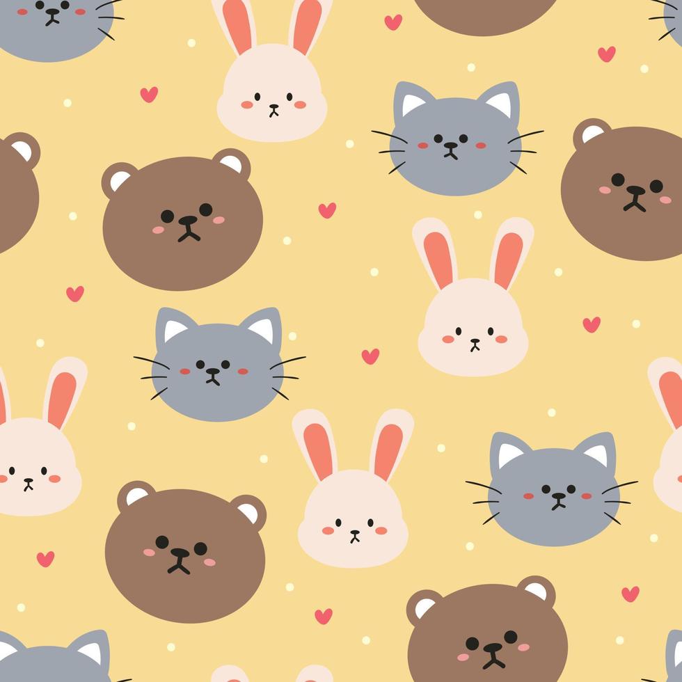 seamless pattern cute cartoon bunny and bear vector