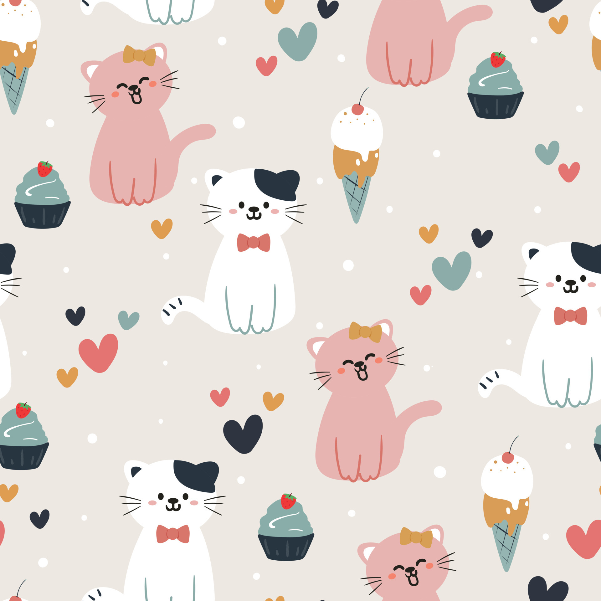 seamless pattern cute cartoon cat. for kids wallpaper, fabric