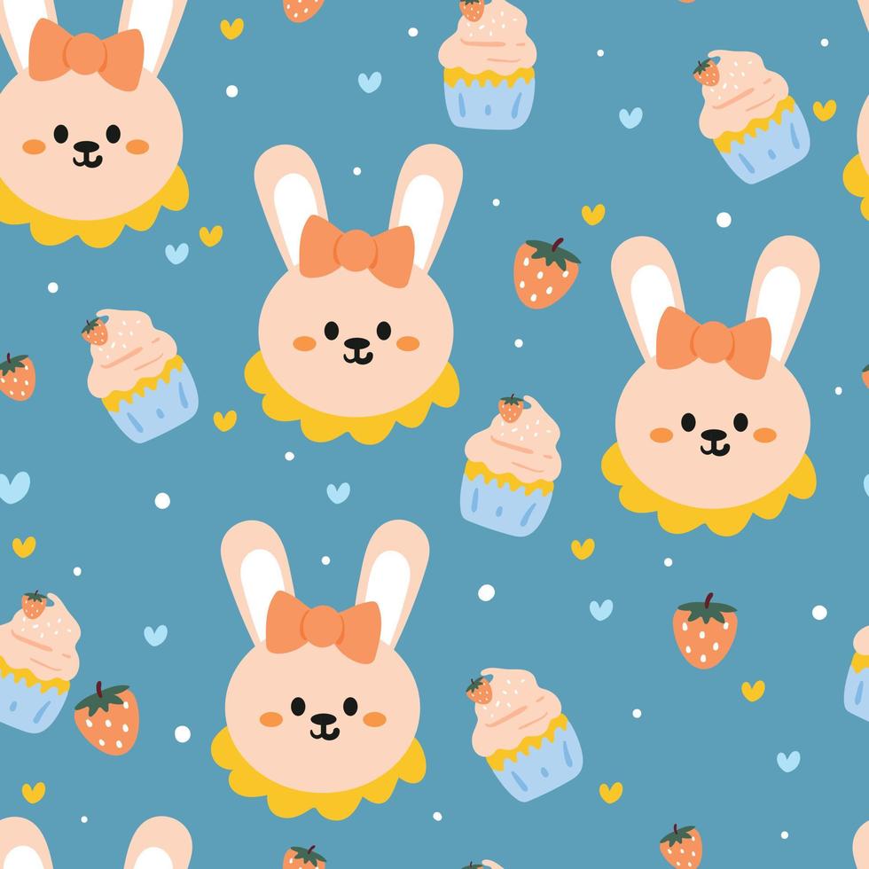 seamless pattern cute cartoon bunny. for easter, kids wallpaper, fabric print, and gift wrapping paper vector