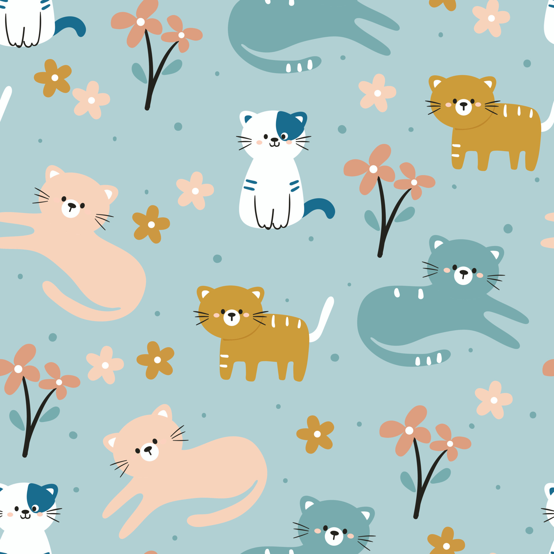 seamless pattern cute cartoon cat. for kids wallpaper, fabric print and gift wrapping paper 5390495 Vector Art at Vecteezy seamless pattern cute cartoon cat. for kids wallpaper, fabric print and gift wrapping paper 5390495 Vector Art at Vecteezy