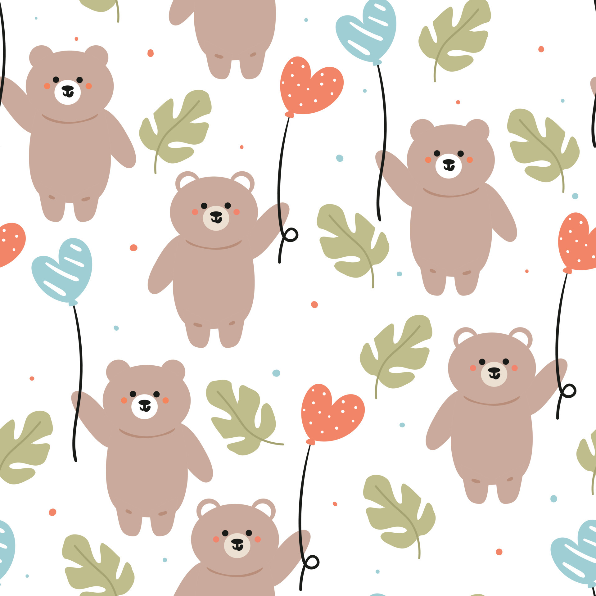 seamless pattern cute cartoon bear and plant. for kids wallpaper, fabric  print, and gift wrapping paper 5390501 Vector Art at Vecteezy