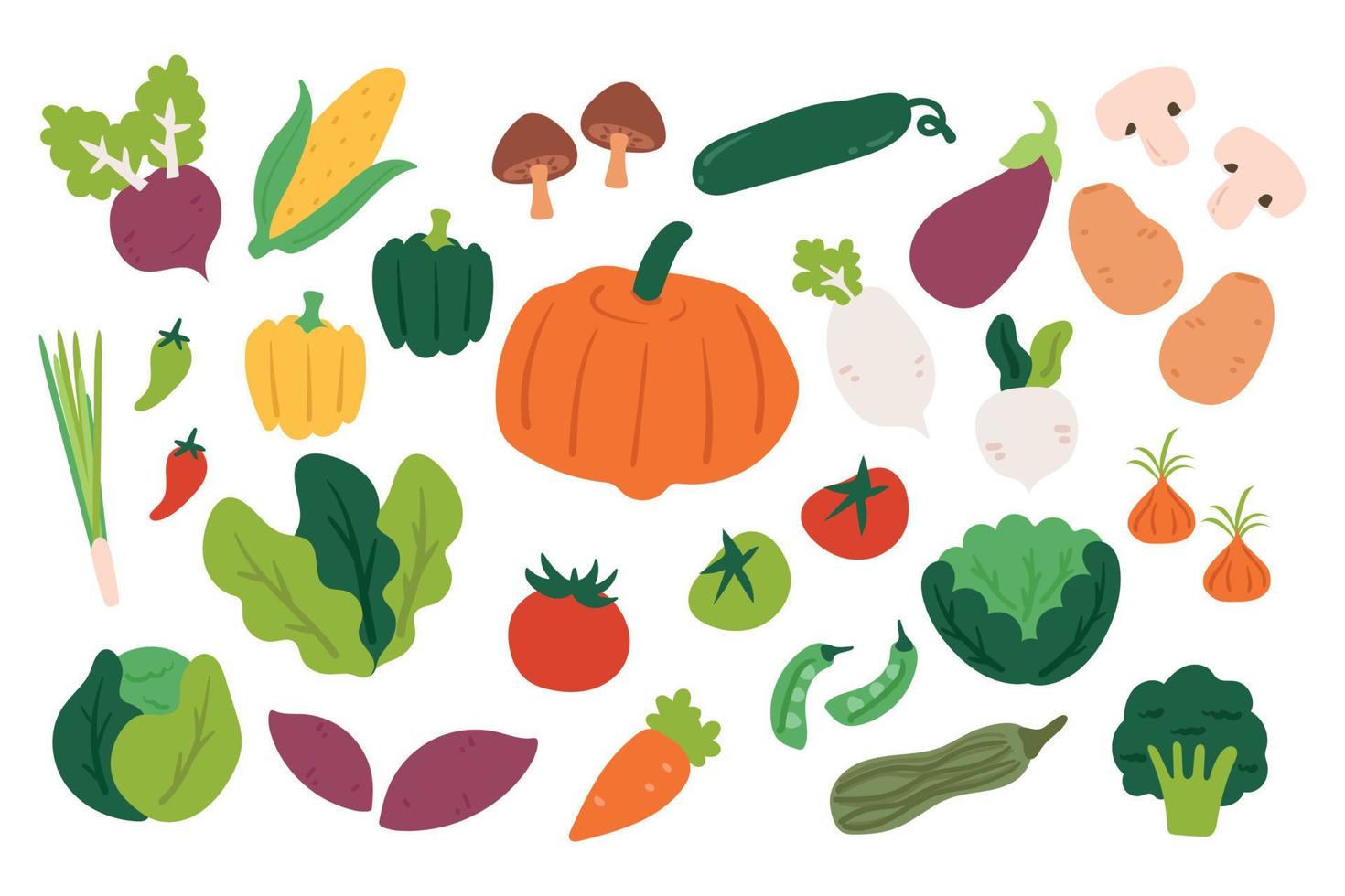 cartoon vegetable sticker set vector