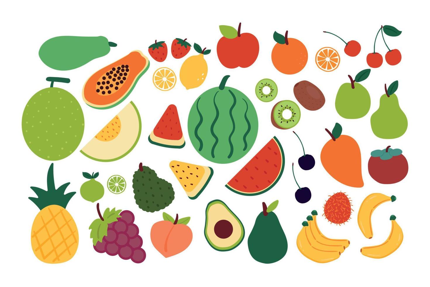 cartoon fruit sticker set vector