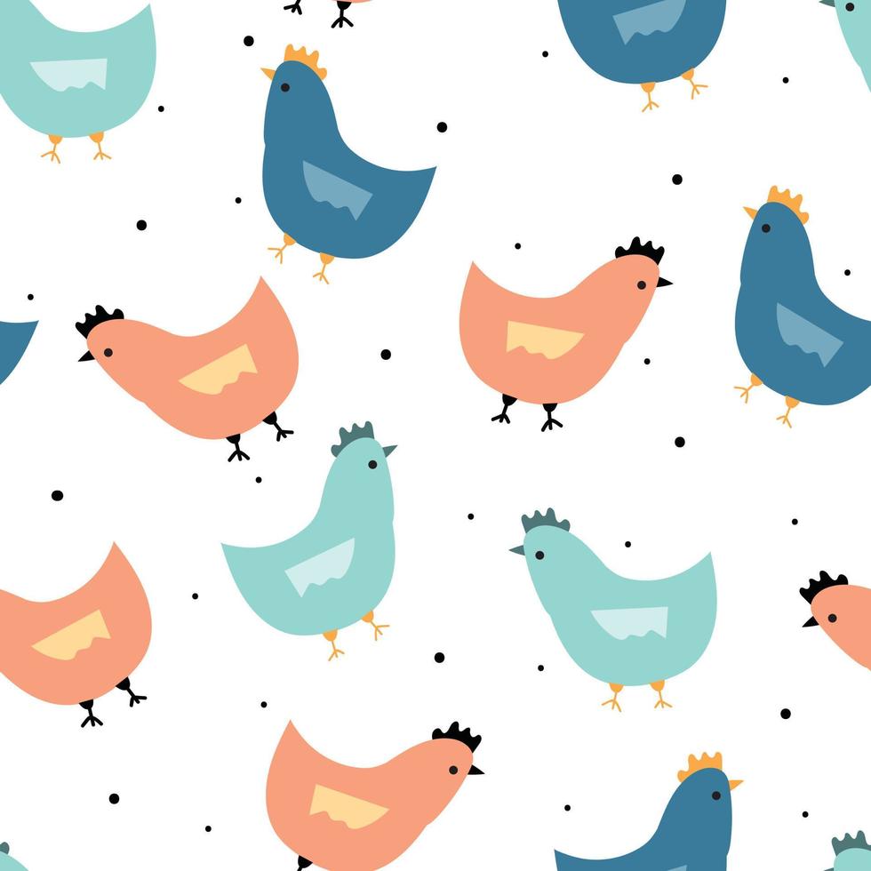 seamless pattern cartoon chicken vector
