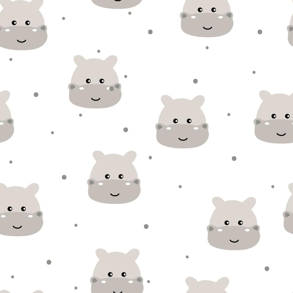 seamless pattern cartoon hippo vector