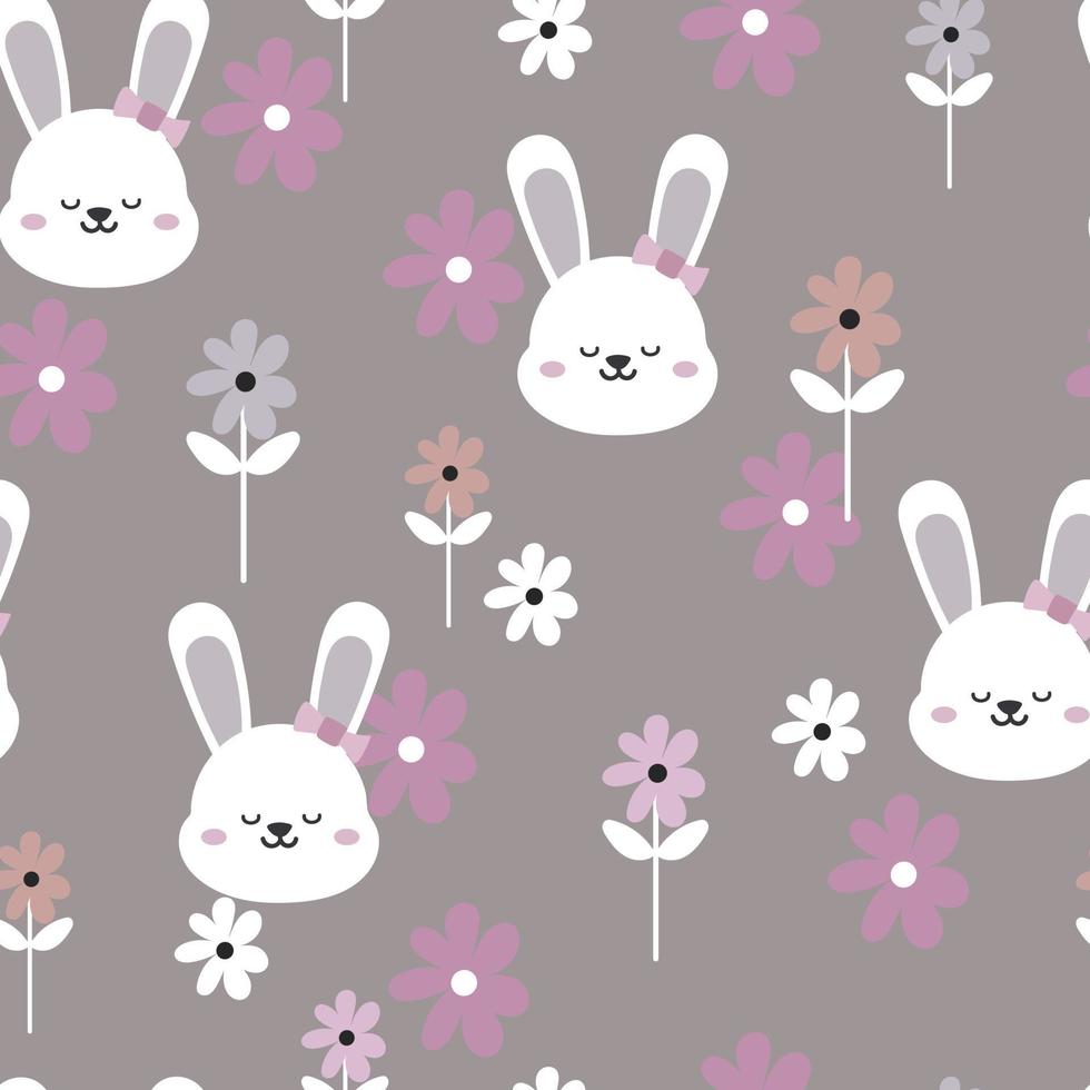 seamless pattern cute cartoon bunny vector