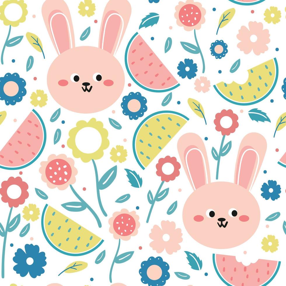 seamless pattern cute cartoon bunny. for easter, kids wallpaper, fabric print, and gift wrapping paper vector