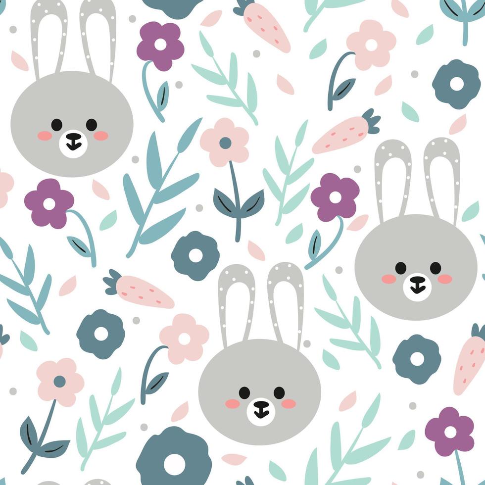 seamless pattern cute cartoon bunny vector
