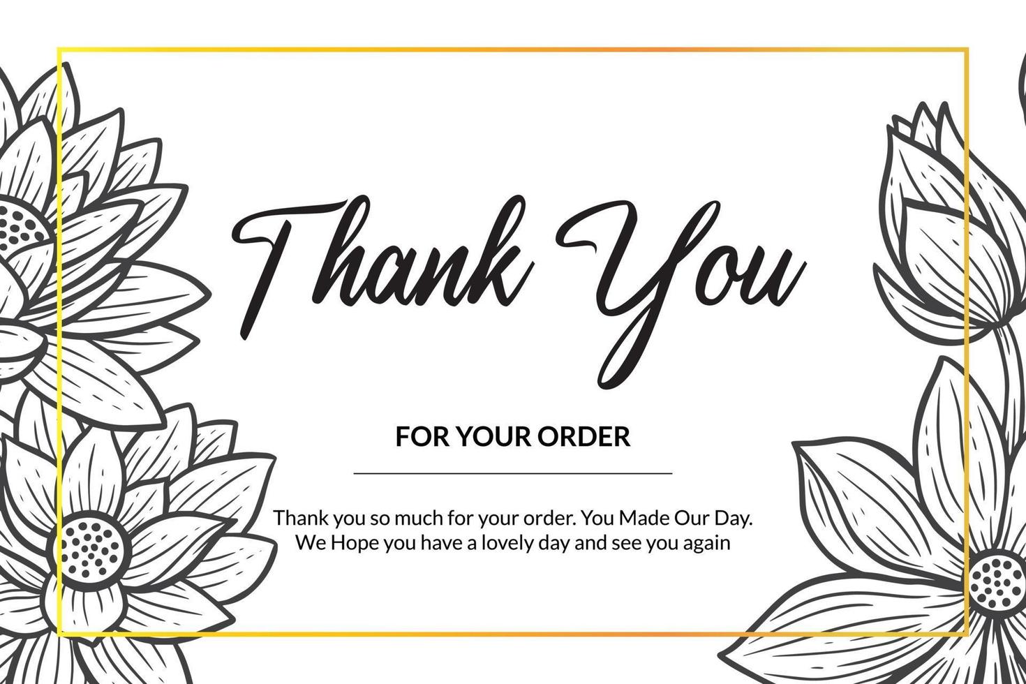 Set Thank You Card Elegant Line Art Love Shop Customer Template illustration vector