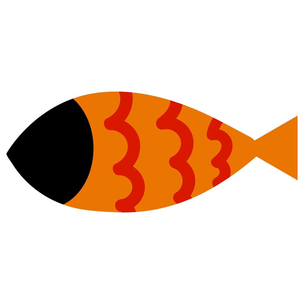 Vector illustartion of fish in cartoon flat style. Marine dwellers fishing in a childish style