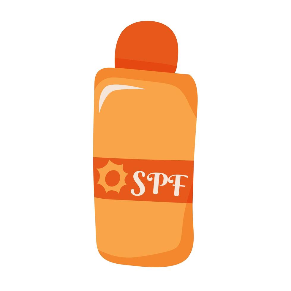 Vector illustration of sunscreen spray in cartoon hand drawn flat style. Summer spf cream