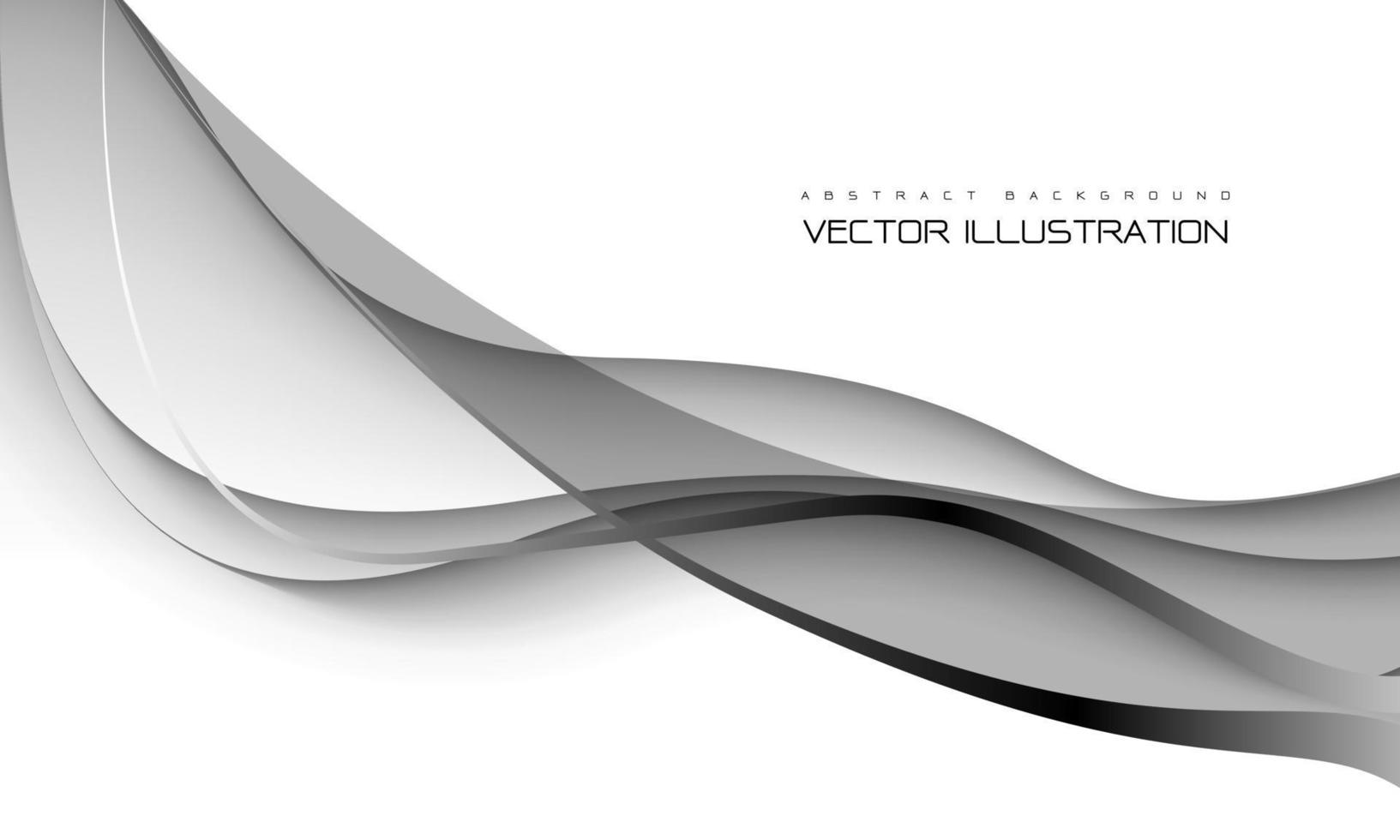 superposición de onda de curva gris negra abstracta en vector de fondo futurista moderno de diseño blanco