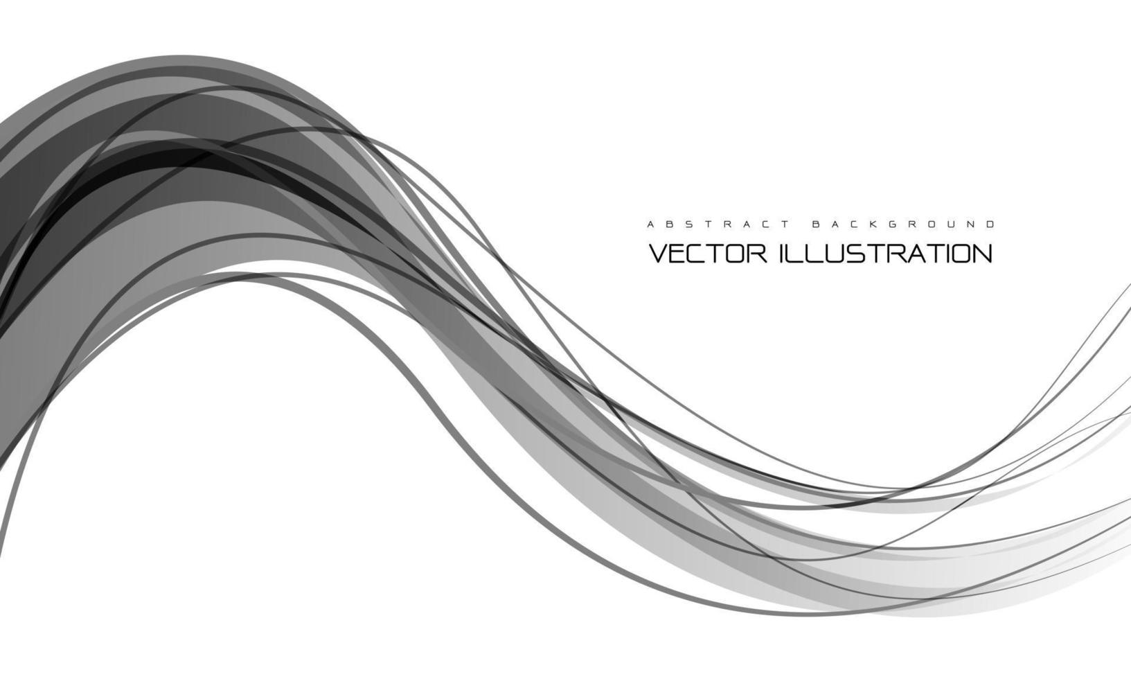 Abstract black grey curve wave on white design modern futuristic background vector