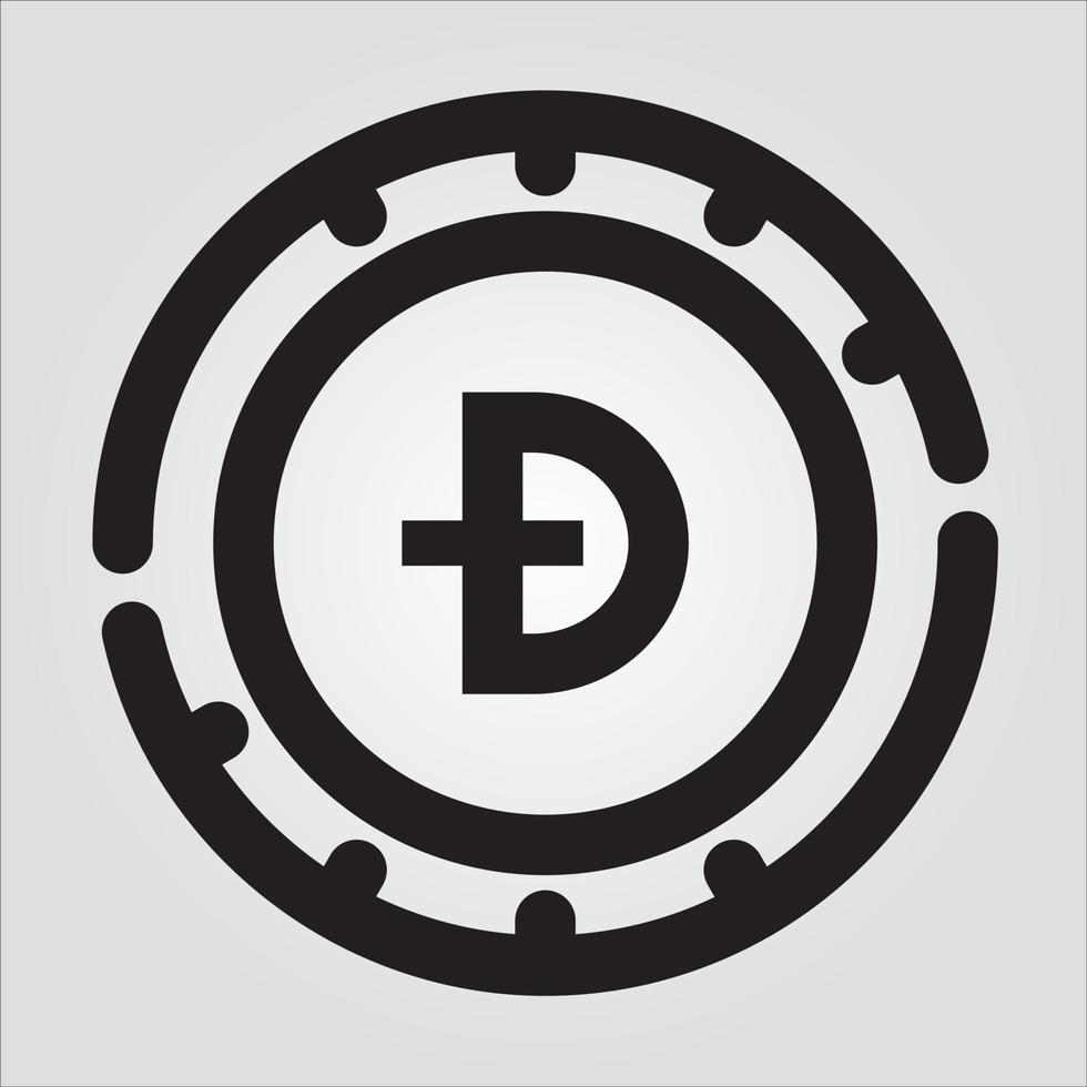 Isolated Outlined Dogecoin Cryptocurrency Transparent Scalable Vector Graphic Icon Pro Vector