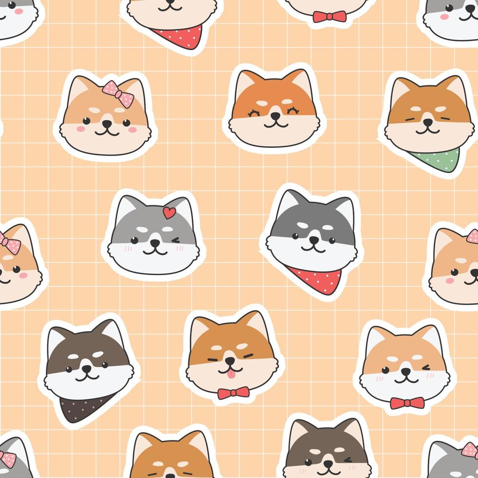 Seamless Pattern with Shiba Inu Japan Dog vector