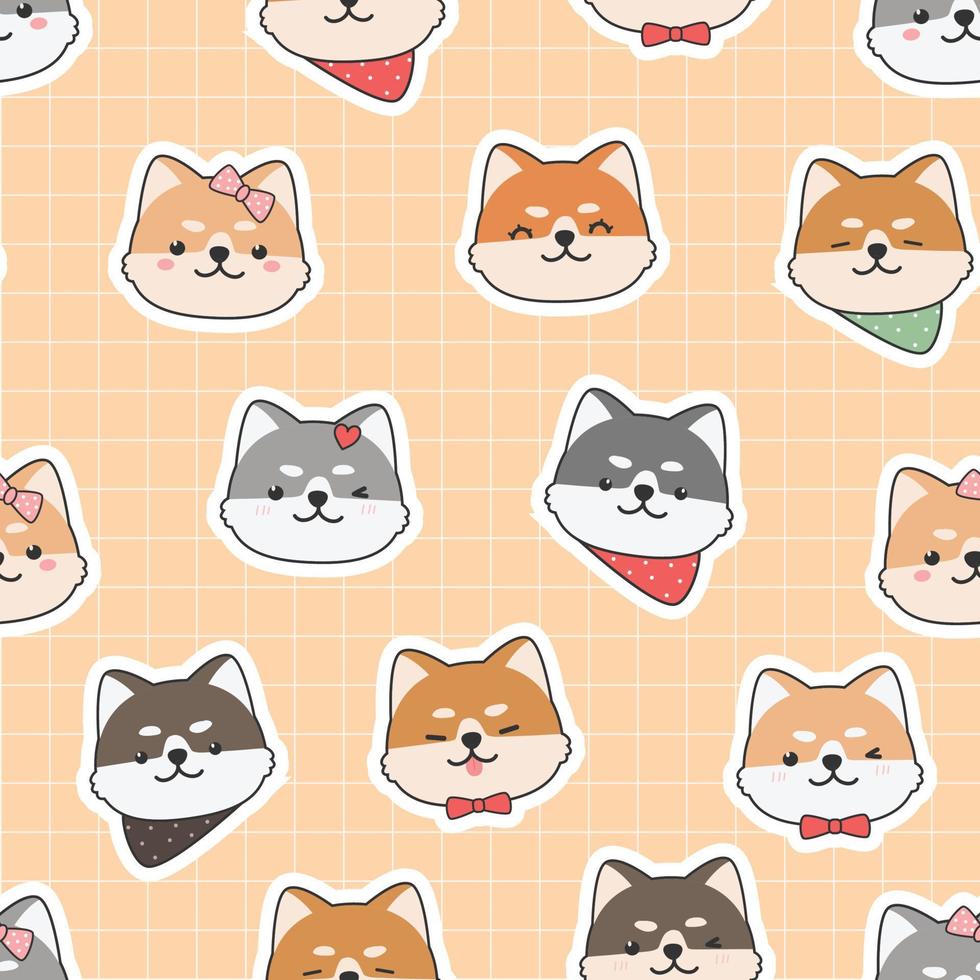 patrón sin costuras con perro shiba inu japón vector