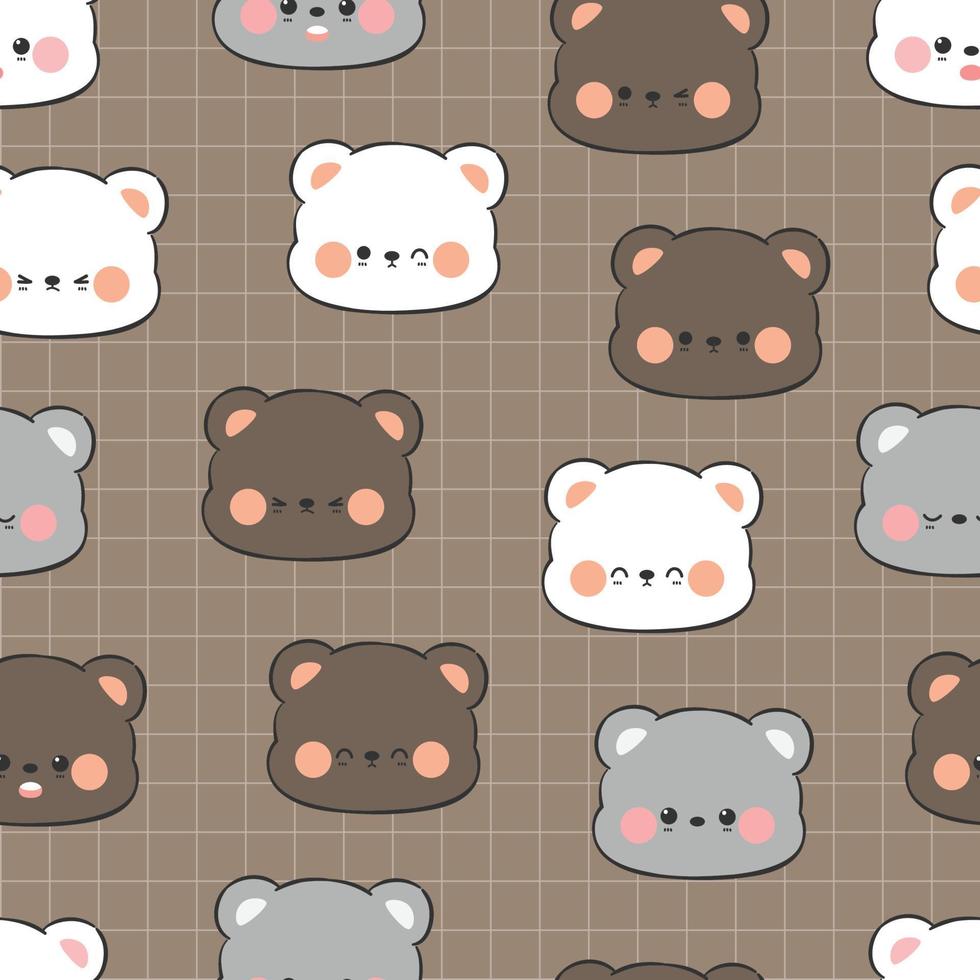 Seamless Pattern with Bear Head Cartoon vector