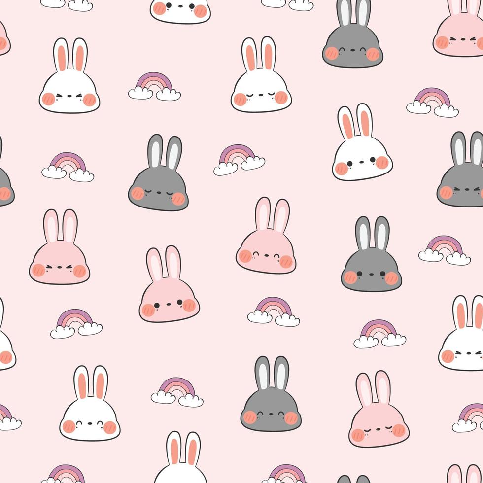Seamless Pattern with Rabbit Bunny Head Cartoon vector