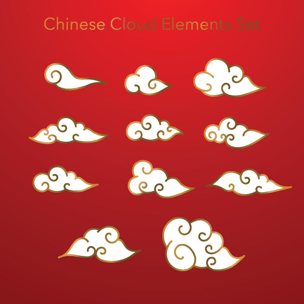 conjunto de elementos de nube china vector