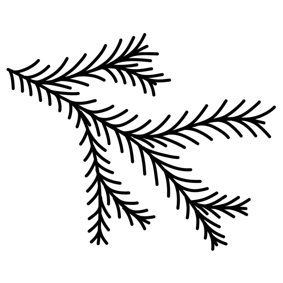 garabato dibujado a mano de árbol de navidad de rama de abeto de pino perenne en formato vectorial vector