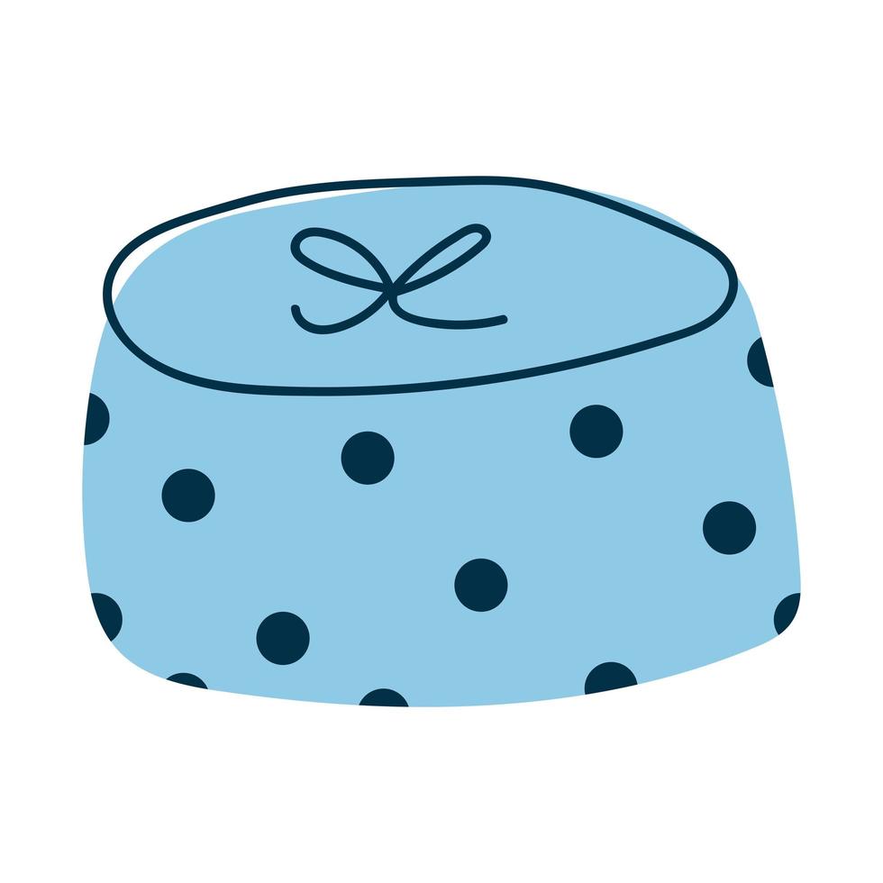 ilustración de vector de caja de regalo azul en estilo plano de dibujos animados. caja dibujada a mano con lazo