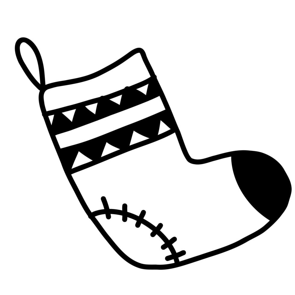 Hand drawn doodle Christmas sock in vector format.