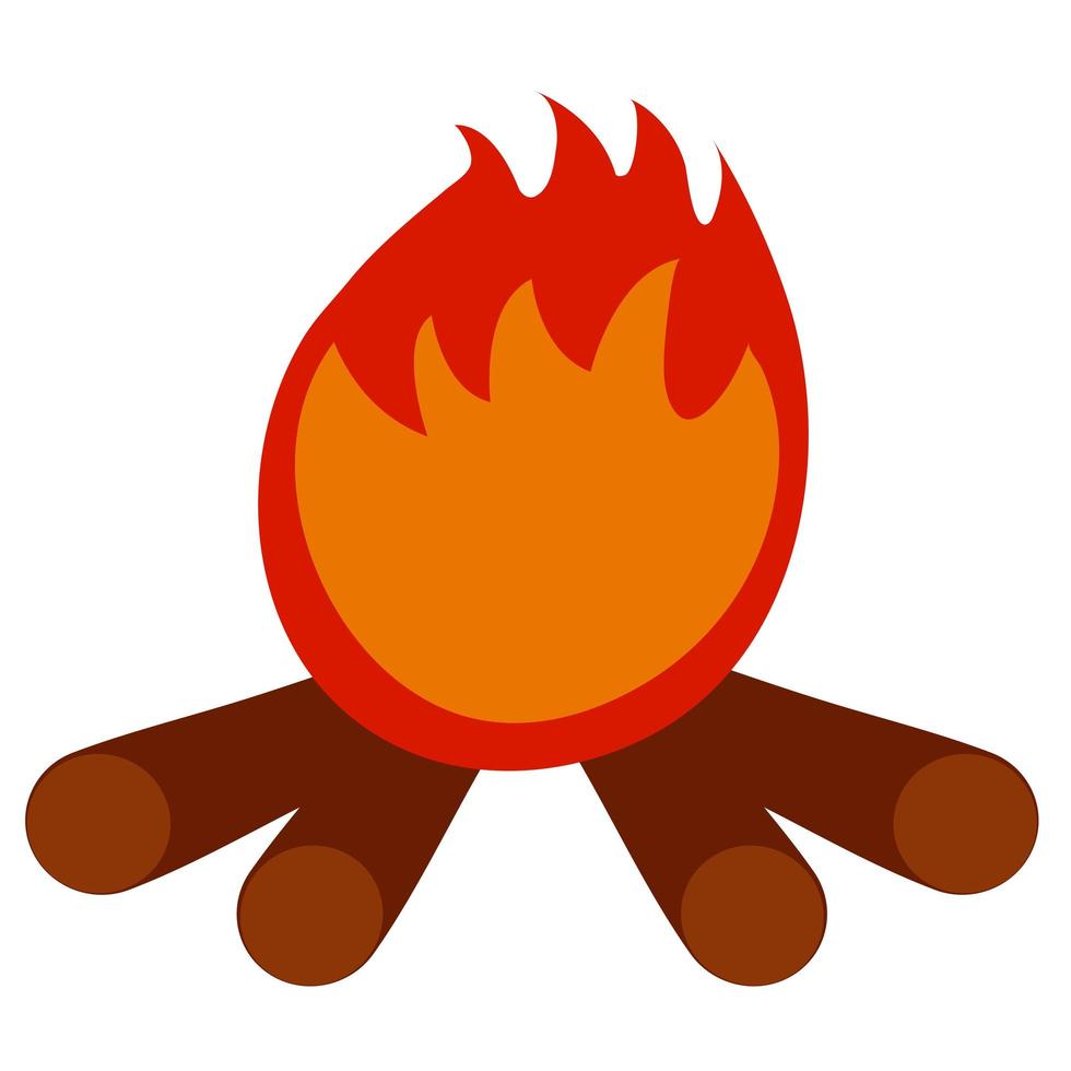 Vector camp fire in hand drawn cartoon flat style