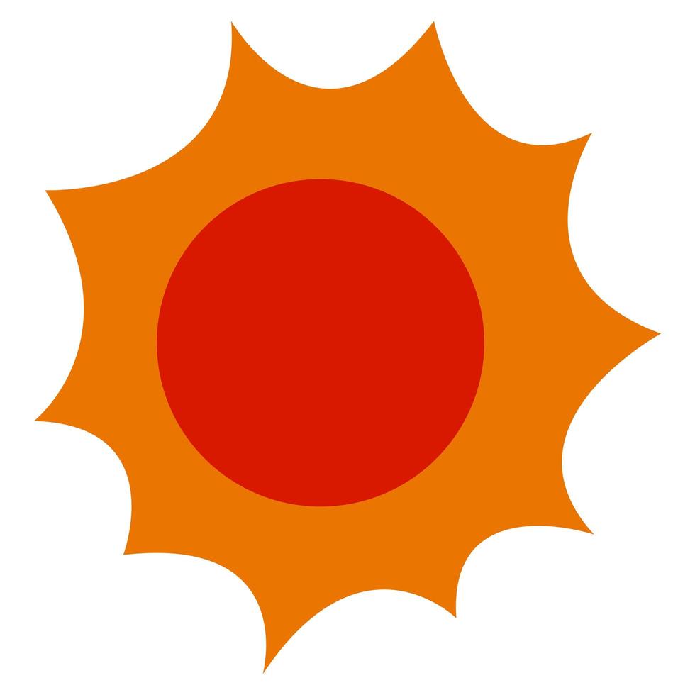 Flat sun icon in cartoon flat style. Sunlight symbol. Vector illustration.