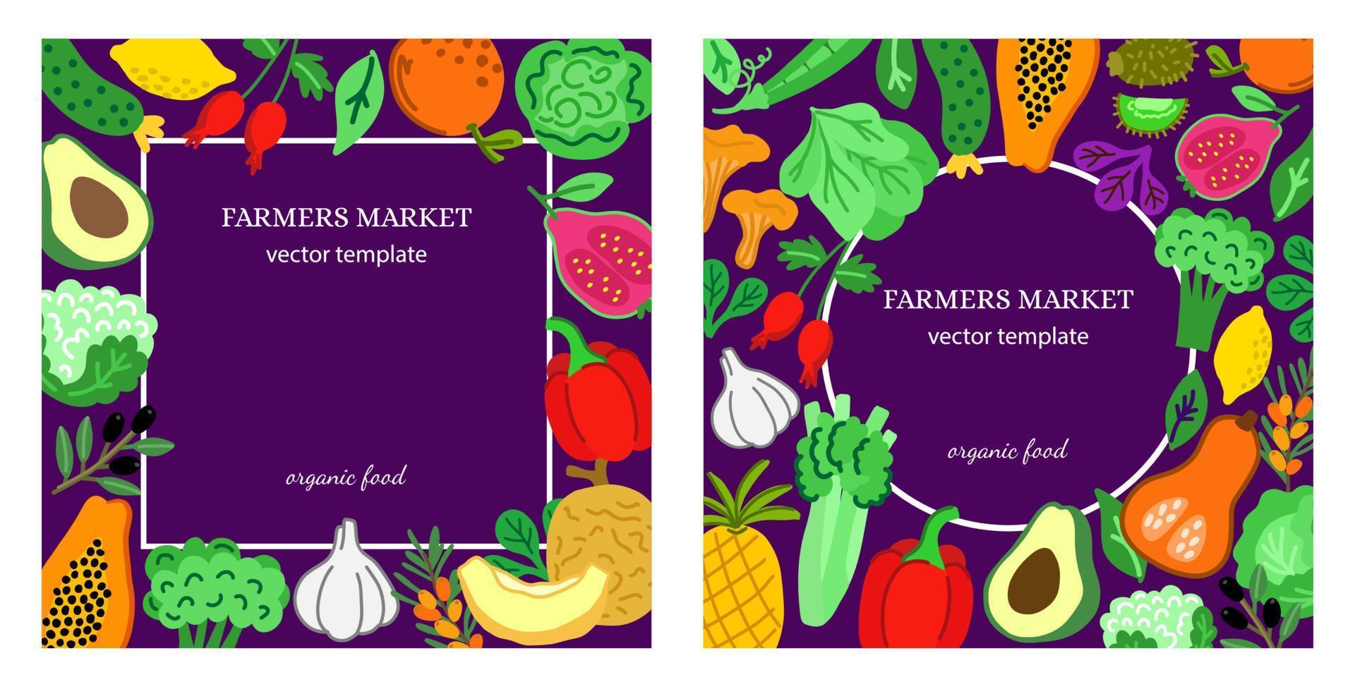 A set of two banners for a farmer's shop or an organic food store. Flyer for the food festival in the trending flat style vector