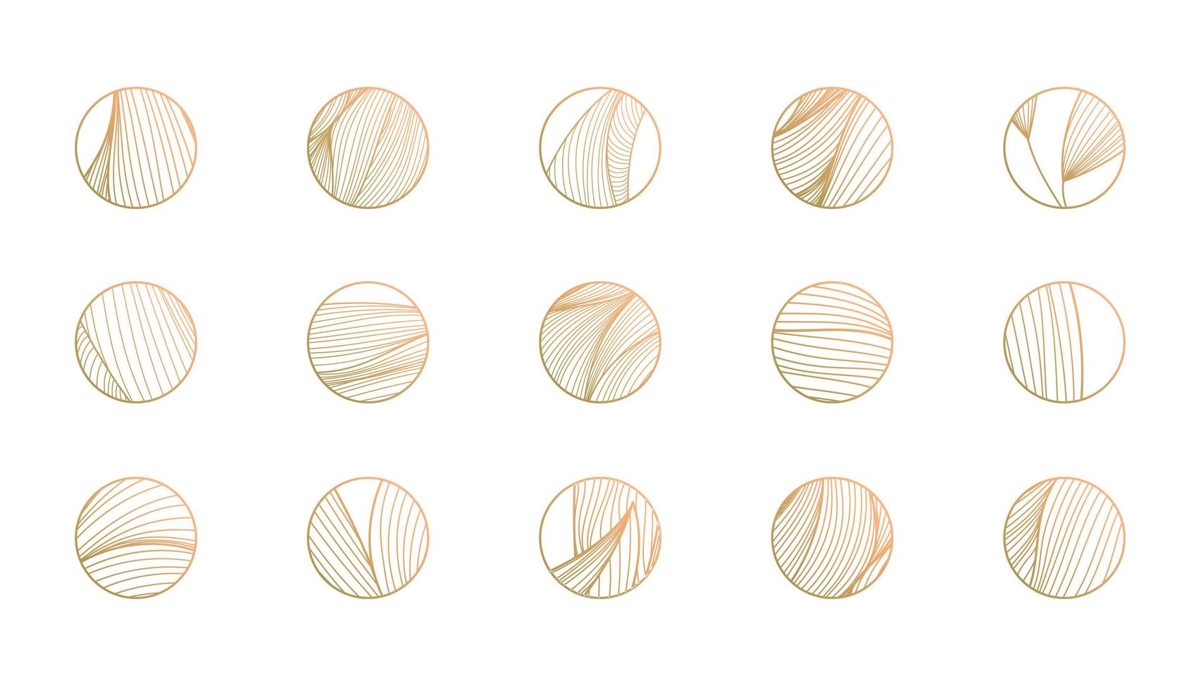 Vector set of abstract wavy minimal line organic circle logos. Marble line emblem for business, badge, print, icon, highlight stories. Nature, landscape, meditation, spa, cosmetics concepts.