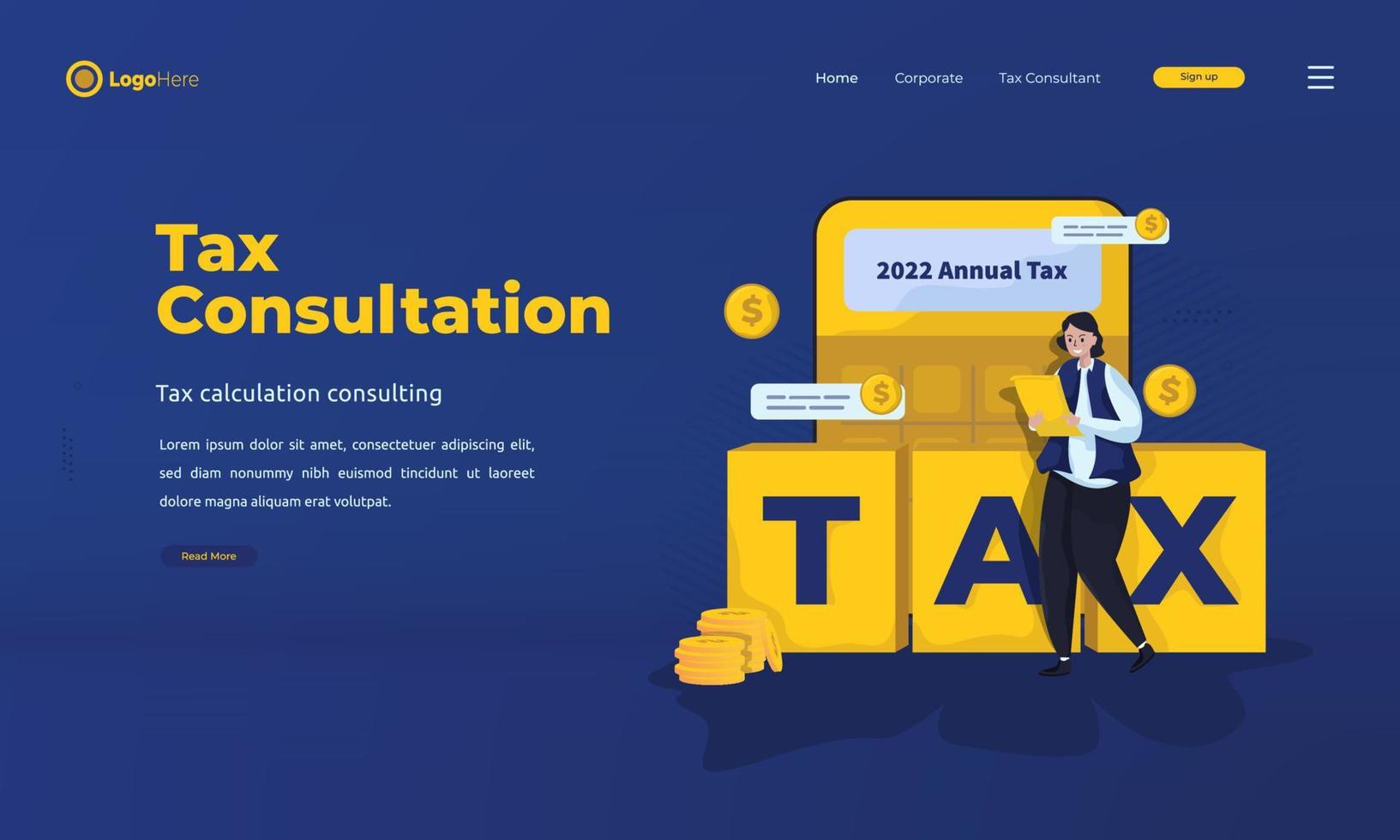 Tax report consulting calculate annual tax rate concept vector